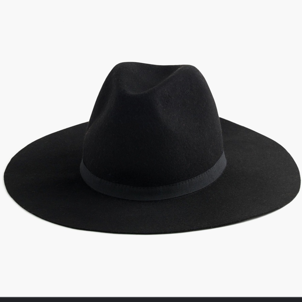 J. Crew Wide-Brim Black Wool Hat